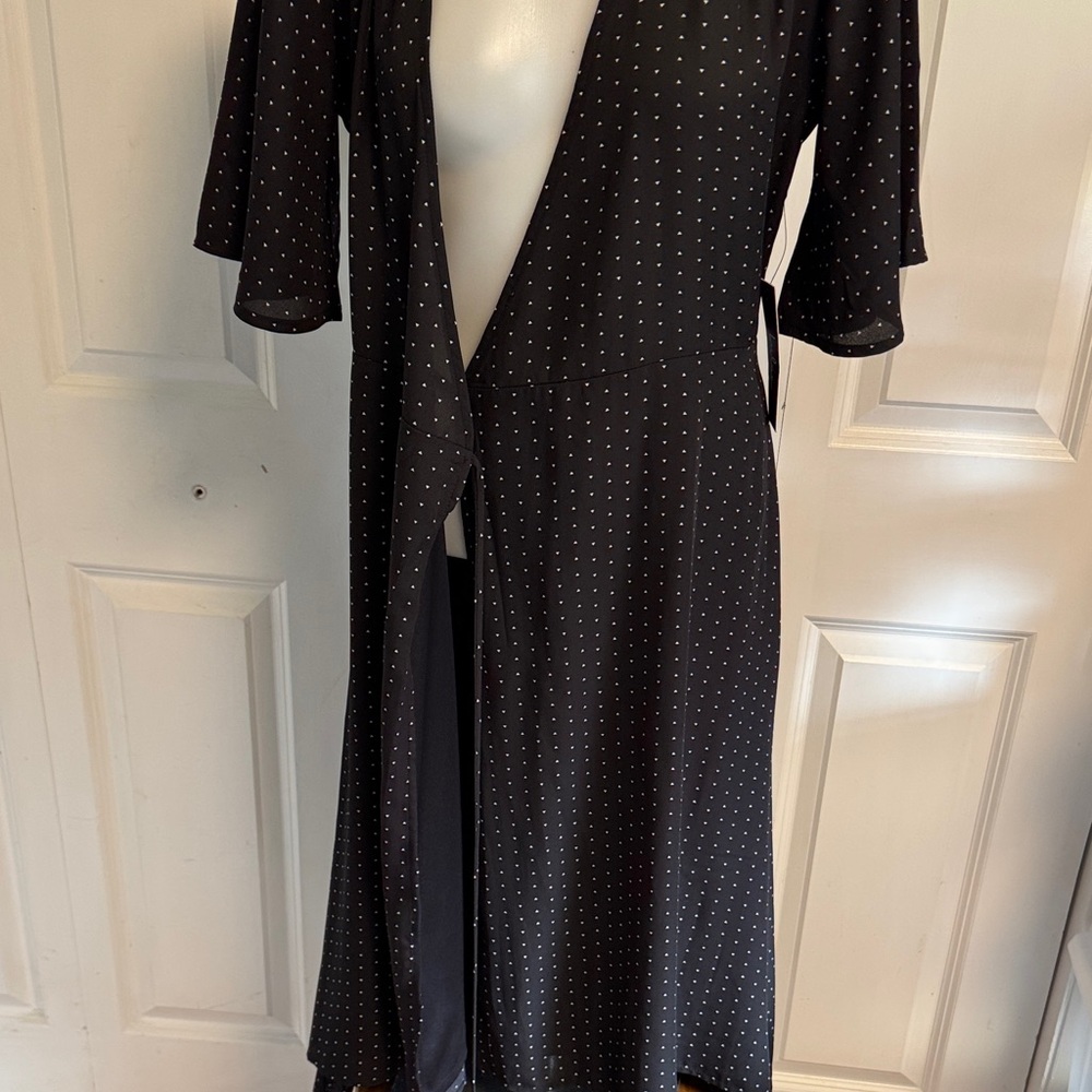 Lulu’s Black - White Wrap Dress - Classic Women's Dress - Picture 10 of 13